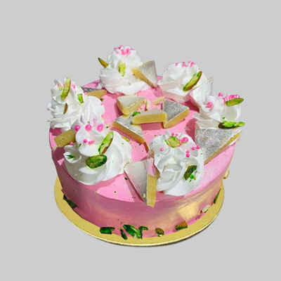 "Round shape Strawberry Kaju Kathili cake - 1kg - Click here to View more details about this Product